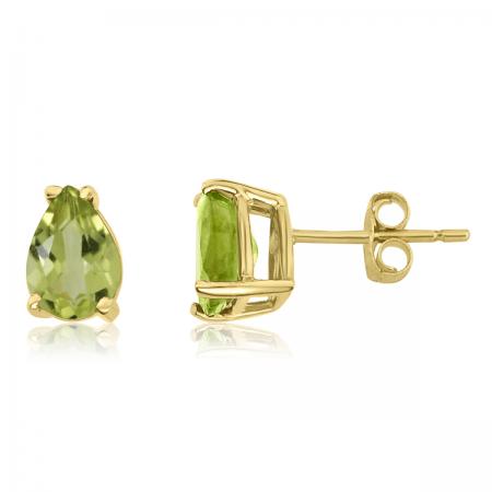 14K Yellow Gold Pear Peridot Earrings