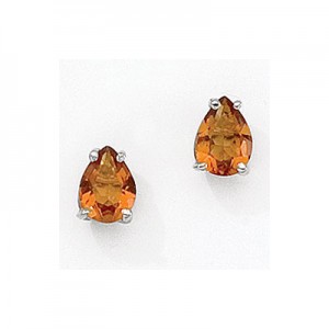 14K White Gold Pear Citrine Earrings