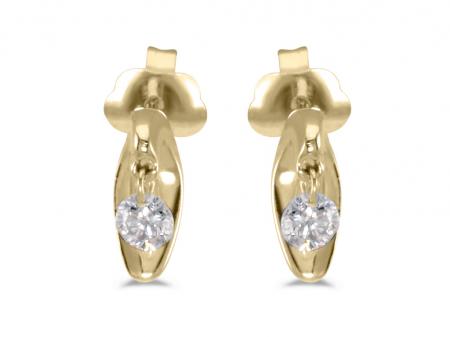 14K Yellow Gold Diamond Dashing Diamonds Earrings