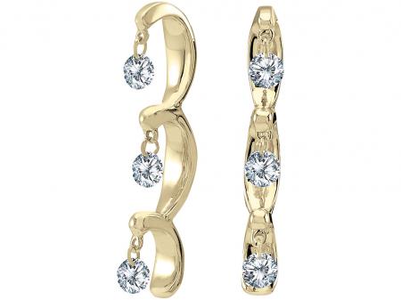 14K Yellow Gold Diamond Dashing Diamonds Earrings