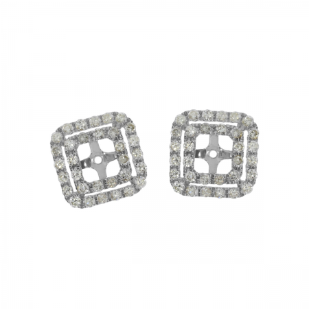 14K White Gold Square Diamond Earring Jacket