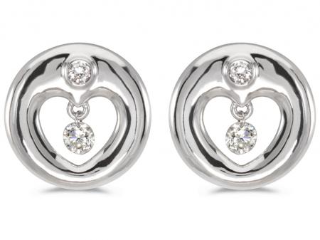 14K White Gold Diamond Dashing Diamonds Earrings