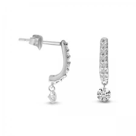 14K White Gold Diamond Dashing Diamonds Earrings