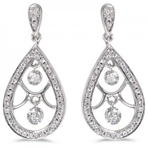 14K White Gold Diamond Dashing Diamonds Earrings