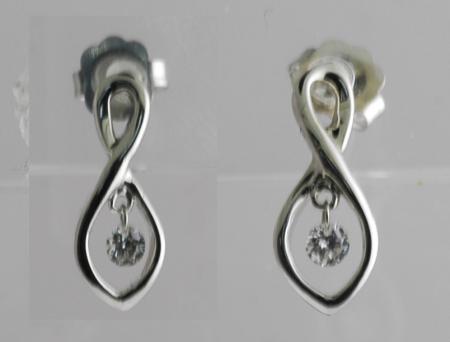 14K White Gold Diamond Dashing Diamonds Earrings