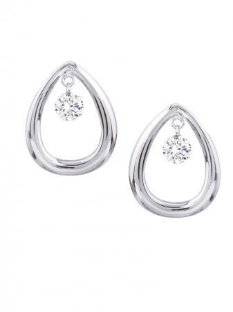 14K White Gold Diamond Dashing Diamonds Earrings