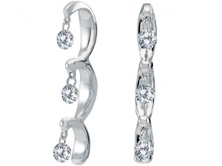 14K White Gold Diamond Dashing Diamonds Earrings