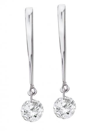 14K White Gold Diamond Dashing Diamonds Earrings