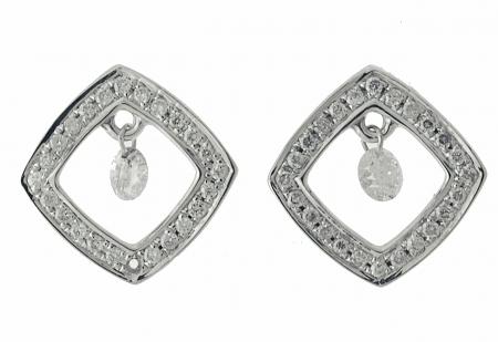 14K White Gold Diamond Dashing Diamonds Earrings