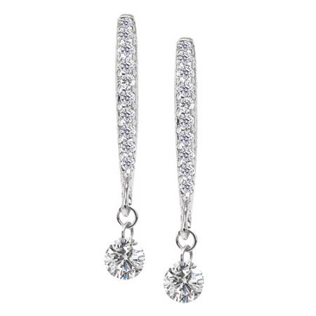 14K White Gold .30 Ct Dashing Diamonds Earrings