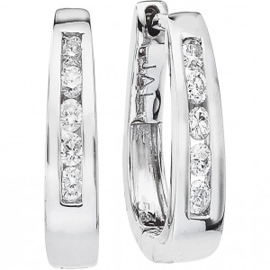 14k White Gold Secure Lock Basket Hoops