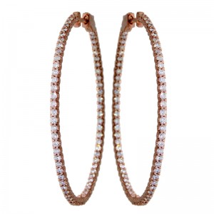 14k Rose Gold Secure Lick 43mm In Out Hoops