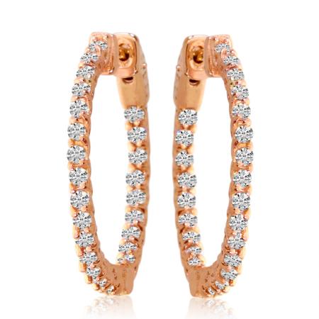 14k Rose Gold Secure Lock In Out 25mm Hoops