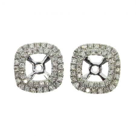 14K White Gold Diamond Cushion Earring Jackets