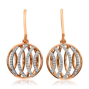 14K Rose Gold Diamond Disc Fashion Earrings