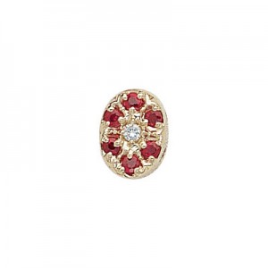 14 Karat Gold Slide with Diamond center and Ruby accents