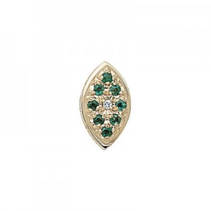 14 Karat Gold Slide with Diamond center and Emerald accents