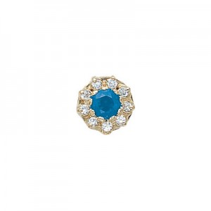 14 Karat Gold Slide with Blue Topaz center and Diamond accents