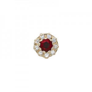 14 Karat Gold Slide with Garnet center and Diamond accents