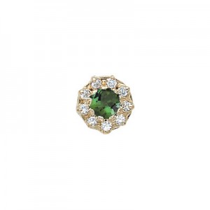 14 Karat Gold Slide with Green Tourmaline center and Diamond accents