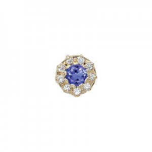 14 Karat Gold Slide with Tanzanite center and Diamond accents