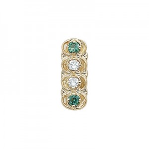 14 Karat Gold Slide with Diamond center and Emerald accents