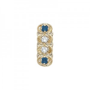 14 Karat Gold Slide with Diamond center and Sapphire accents