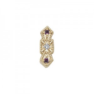 14 Karat Gold Slide with Diamond center and Amethyst accents