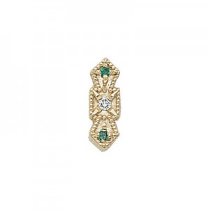 14 Karat Gold Slide with Diamond center and Emerald accents