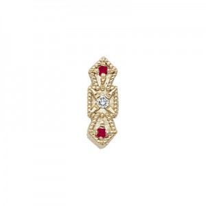 14 Karat Gold Slide with Diamond center and Ruby accents
