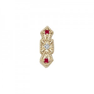 14 Karat Gold Slide with Diamond center and Ruby accents