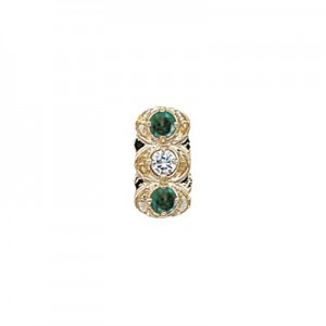 14 Karat Gold Slide with Diamond center and Emerald accents
