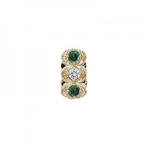 14 Karat Gold Slide with Diamond center and Emerald accents