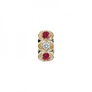 14 Karat Gold Slide with Diamond center and Ruby accents