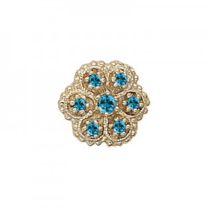 14 Karat Gold Blue Zircon Slide