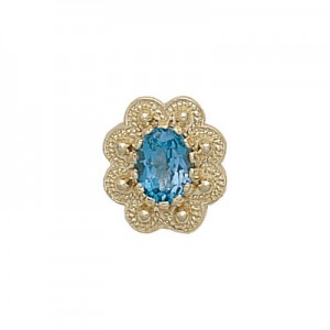 14 Karat Gold Blue Topaz Slide