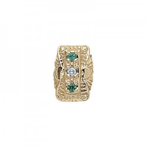 14 Karat Gold Slide with Diamond center and Emerald accents