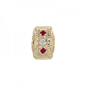 14 Karat Gold Slide with Diamond center and Ruby accents