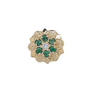 14 Karat Gold Slide with Diamond center and Emerald accents