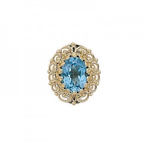 14 Karat Gold Blue Topaz Slide