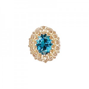 14 Karat Gold Blue Zircon Slide