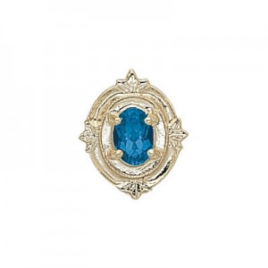 14 Karat Gold Blue Topaz Slide