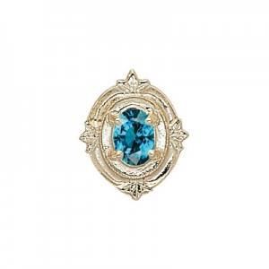 14 Karat Gold Blue Zircon Slide