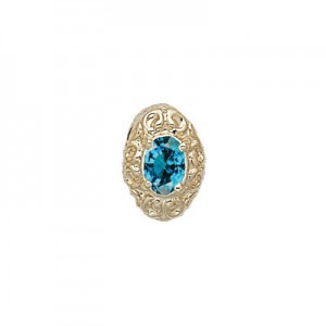 14 Karat Gold Blue Zircon Slide