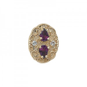 14 Karat Gold Slide with Amethyst center and Diamond accents