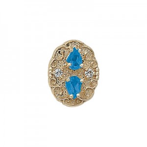 14 Karat Gold Slide with Blue Topaz center and Diamond accents