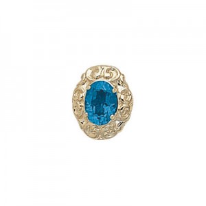 14 Karat Gold Blue Topaz Slide