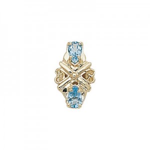 14 Karat Gold Blue Topaz Slide