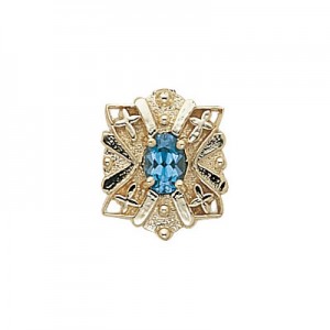 14 Karat Gold Blue Topaz Slide