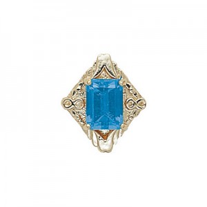 14 Karat Gold Blue Topaz Slide